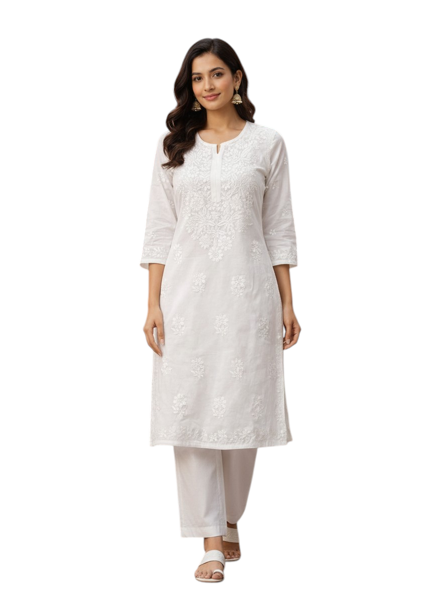 Womens Rayon Embroidered Chikankari Kurta